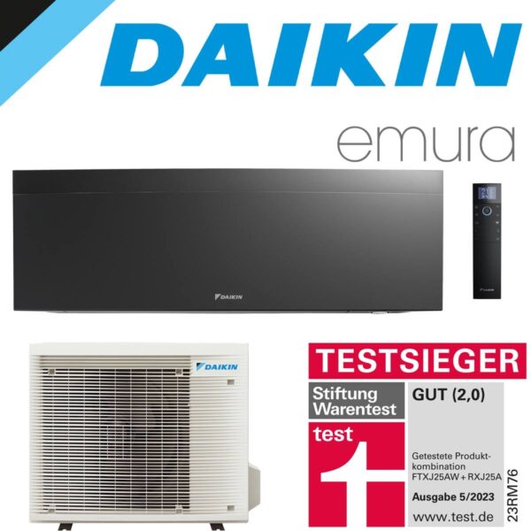 DAIKIN Emura 3 5,0 kW Singlesplit Set | Mattschwarz | FTXJ50AB +...