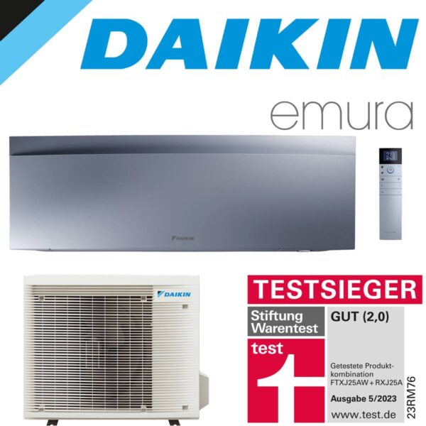 DAIKIN Emura 3 2,0 kW Singlesplit Set | Silber | FTXJ20AS + RXJ20A""