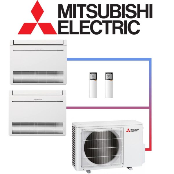 Mitsubishi Electric Set 2x 2,5 kW Truhengerät & 4,2 kW Außengerät...