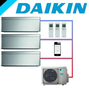 SET DAIKIN STYLISH mit 3 Wandgeräten 3,5 kW Silber und...