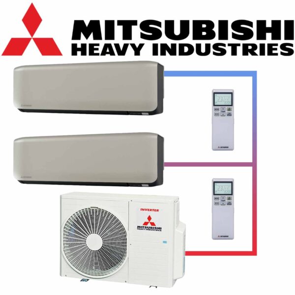 SET MITSUBISHI mit 2 Wandgeräten 3,5kW SRK35 titanium und...