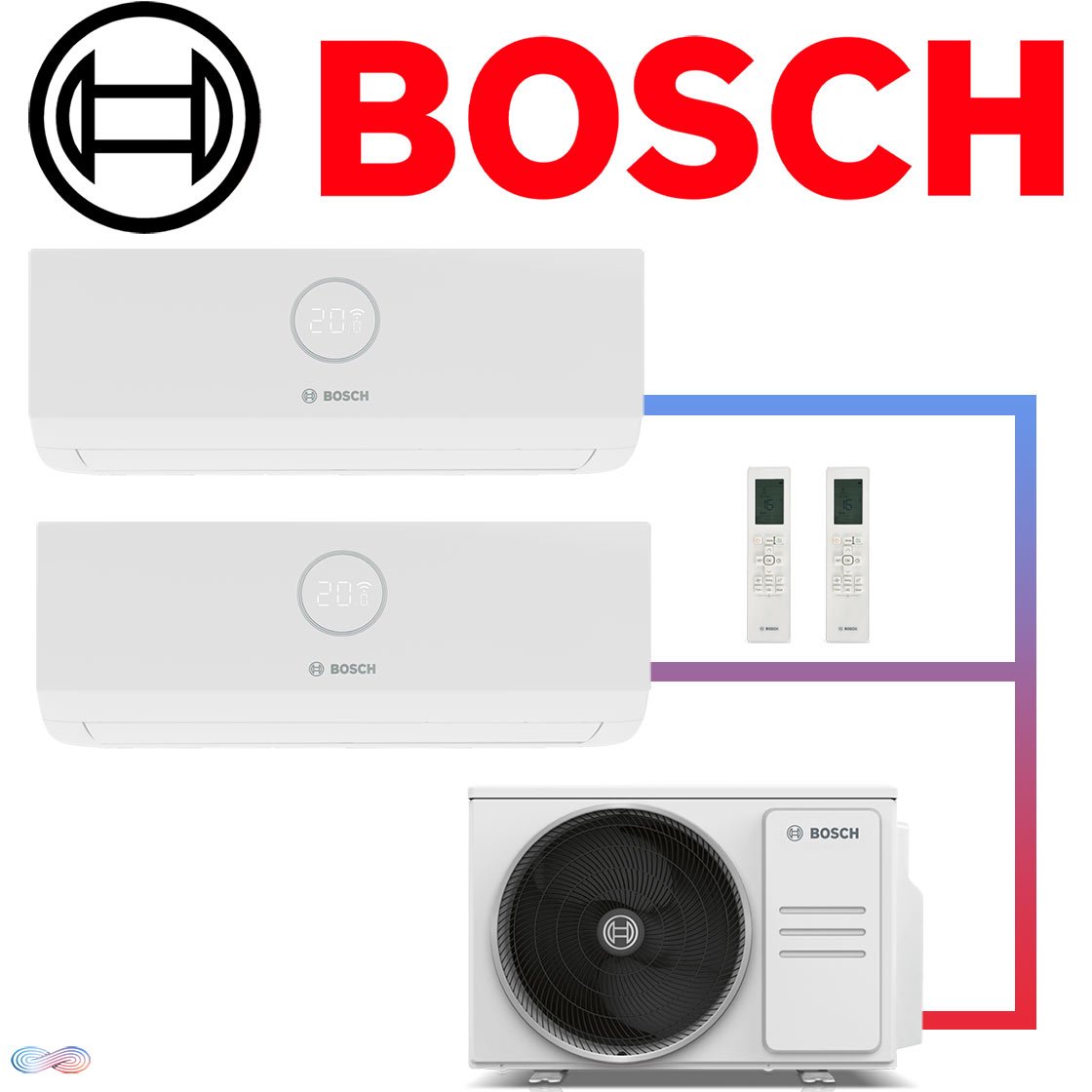 BOSCH Climate 3000iU Set 2× 5 kW Wandgerät + 10,5 kW Außengerät"" 1 BOSCH Climate 3000iU Set 2× 5 kW Wandgerät + 10,5 kW Außengerät""