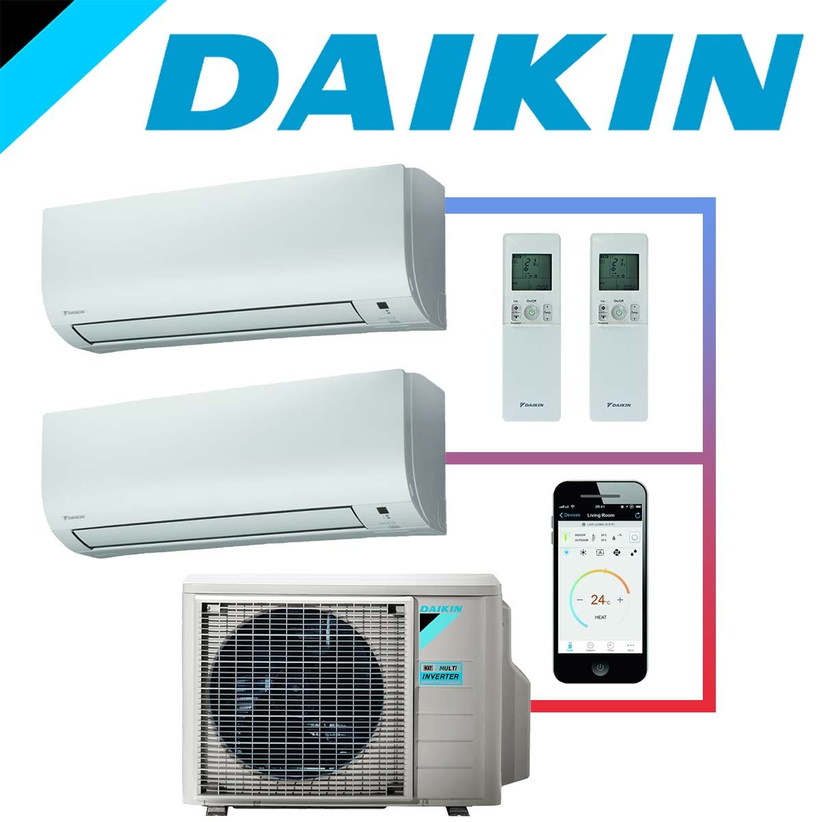 SET DAIKIN Comfora mit 2 Wandgeräten 2,0kW und Außeneinheit 4kW"" 1 SET DAIKIN Comfora mit 2 Wandgeräten 2,0kW und Außeneinheit 4kW""