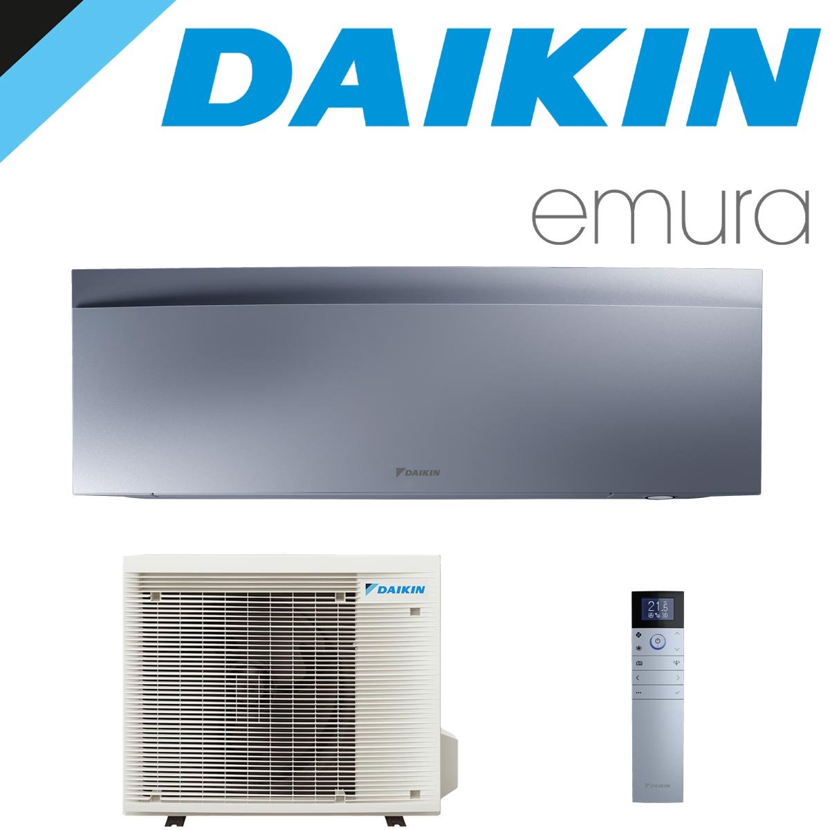 DAIKIN Emura 3 5,0 kW Singlesplit Set | Silber | FTXJ50AS + RXJ50A"" 1 DAIKIN Emura 3 5,0 kW Singlesplit Set | Silber | FTXJ50AS + RXJ50A""