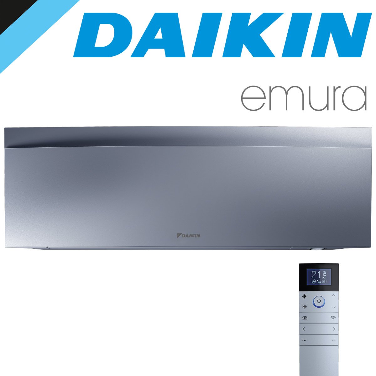 DAIKIN Emura 3 Wandgerät FTXJ25AS 2,5 kW | Silber"" 1 DAIKIN Emura 3 Wandgerät FTXJ25AS 2,5 kW | Silber""