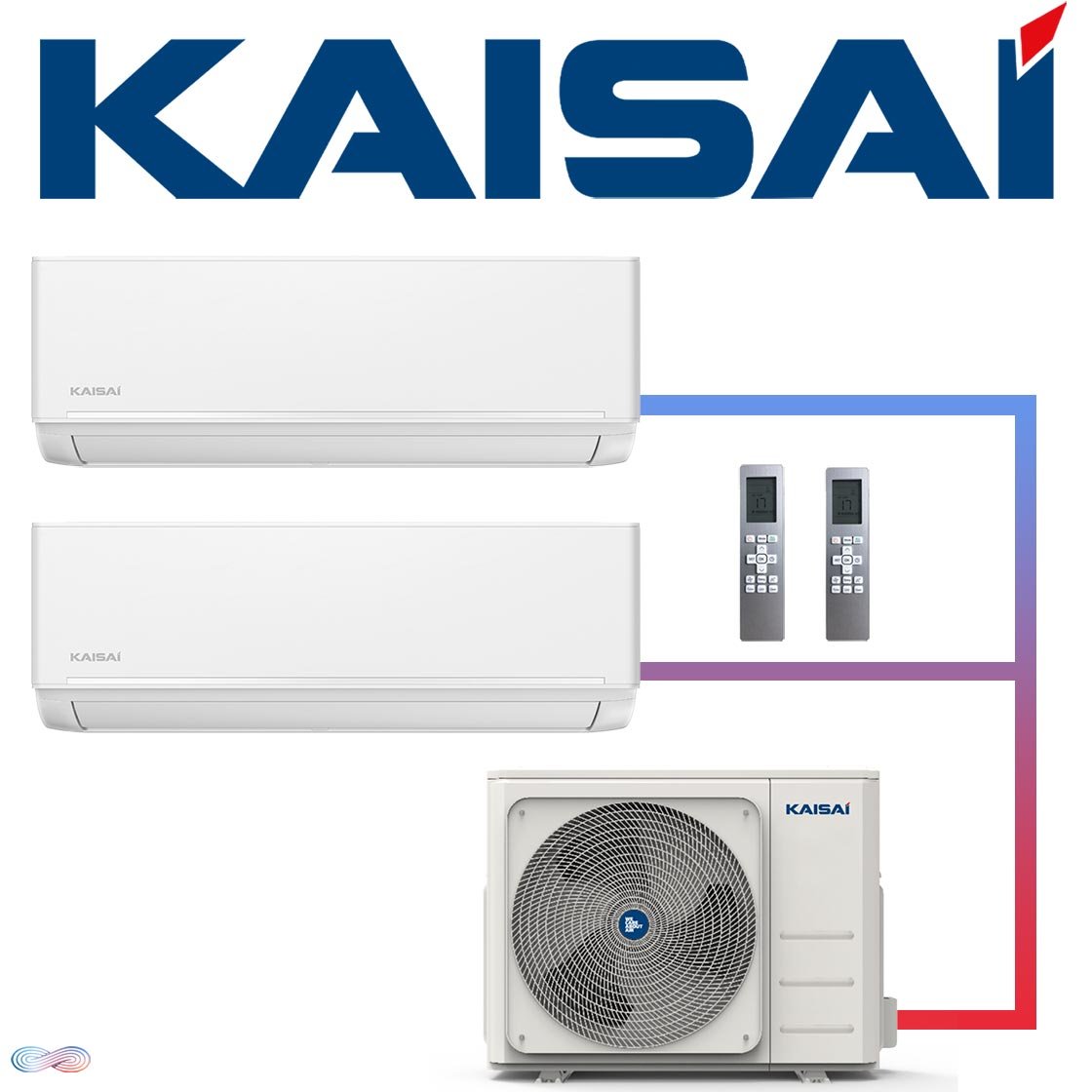 Kaisai ICE Set 2× 2,6 kW Wandgerät + 5,3 kW Außengerät | Weiß"" 1 Kaisai ICE Set 2× 2,6 kW Wandgerät + 5,3 kW Außengerät | Weiß""