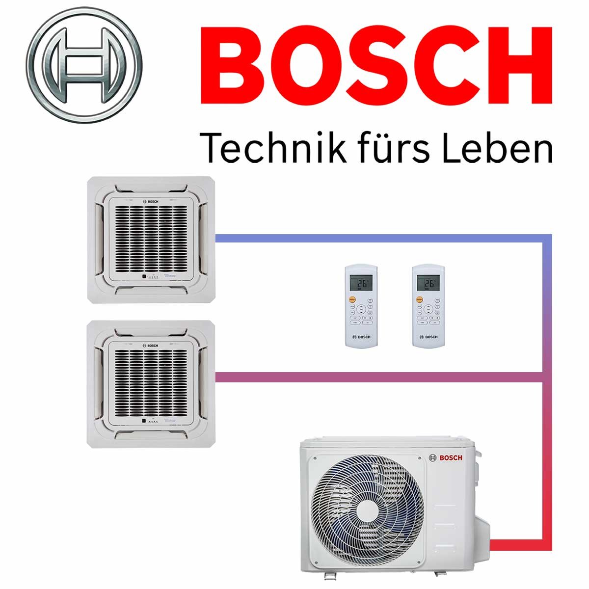 BOSCH Set Climate 5000 7,9 kW mit 2 Deckenkassetten 3,5 kW für 1-2... 1 BOSCH Set Climate 5000 7,9 kW mit 2 Deckenkassetten 3,5 kW für 1-2...