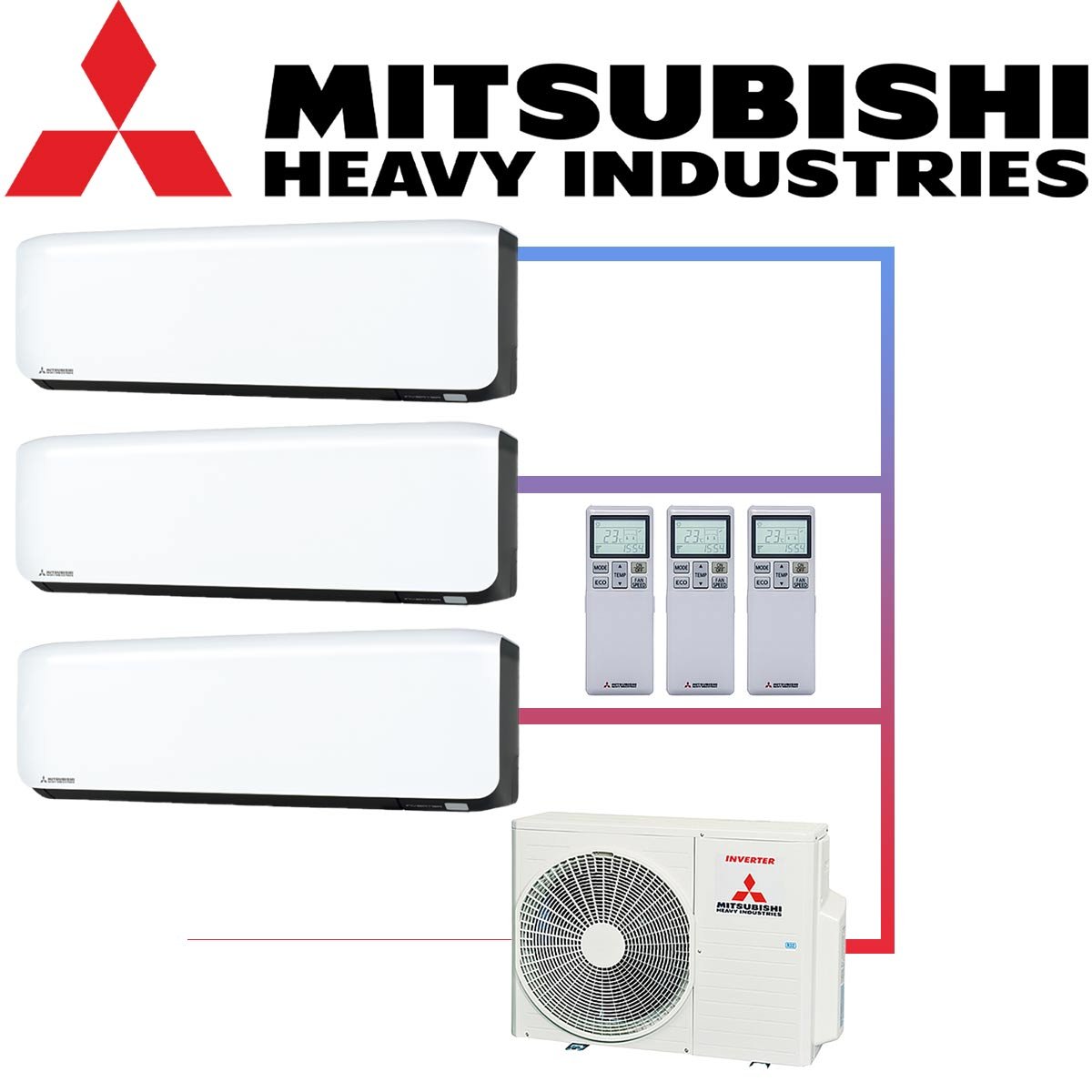 SET MITSUBISHI mit 3 Wandgeräten 2,0kW SRK20 weiß/schwarz und... 1 SET MITSUBISHI mit 3 Wandgeräten 2,0kW SRK20 weiß/schwarz und...