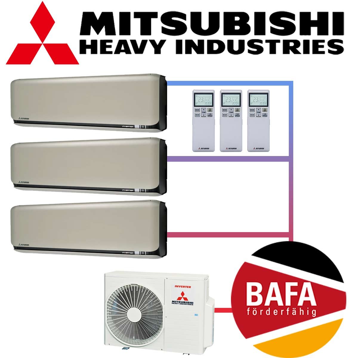 Mitsubishi Heavy Klimaanlage 3x 2,5 kW SRK25ZSX-WFT & 6 kW... 1 Mitsubishi Heavy Klimaanlage 3x 2,5 kW SRK25ZSX-WFT & 6 kW...