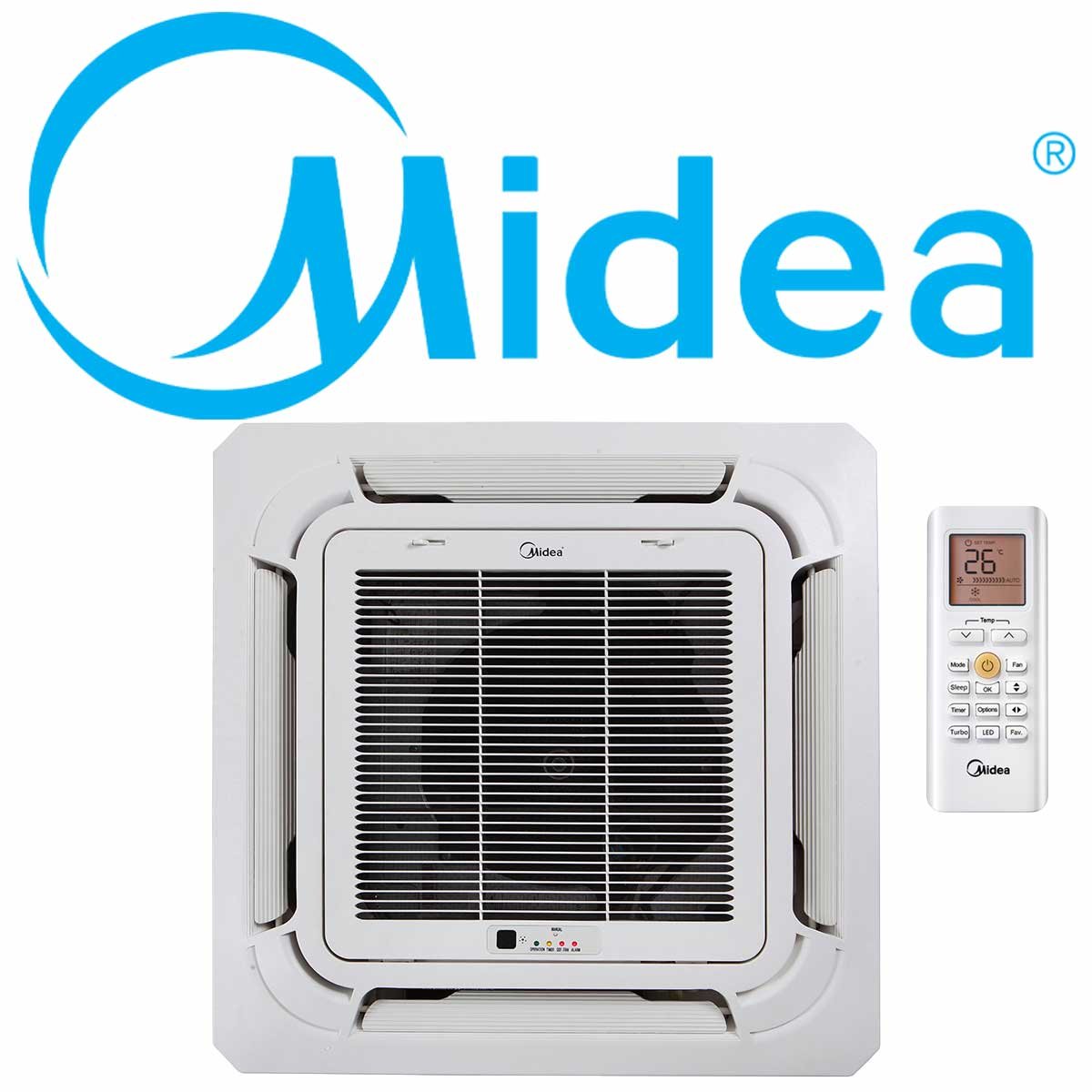 Midea 4 Wege Deckenkassette inkl. Paneel MCA3U-12FNXDO 3,52 kW"" 1 Midea 4 Wege Deckenkassette inkl. Paneel MCA3U-12FNXDO 3,52 kW""