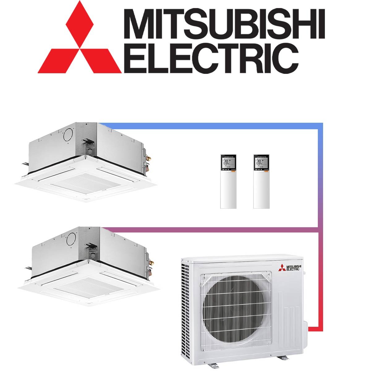 Mitsubishi Electric Klimaanlage 2x 5 kW Deckenkassette & 7,2 kW... 1 Mitsubishi Electric Klimaanlage 2x 5 kW Deckenkassette & 7,2 kW...