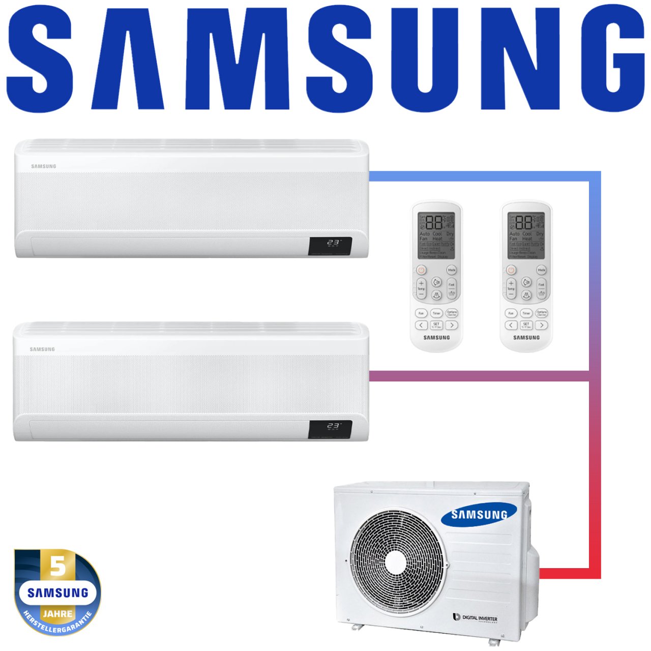 Samsung Multisplit 2x Wind-Free Exklusiv AR 09 Wandgerät 2,5 kW... 1 Samsung Multisplit 2x Wind-Free Exklusiv AR 09 Wandgerät 2,5 kW...