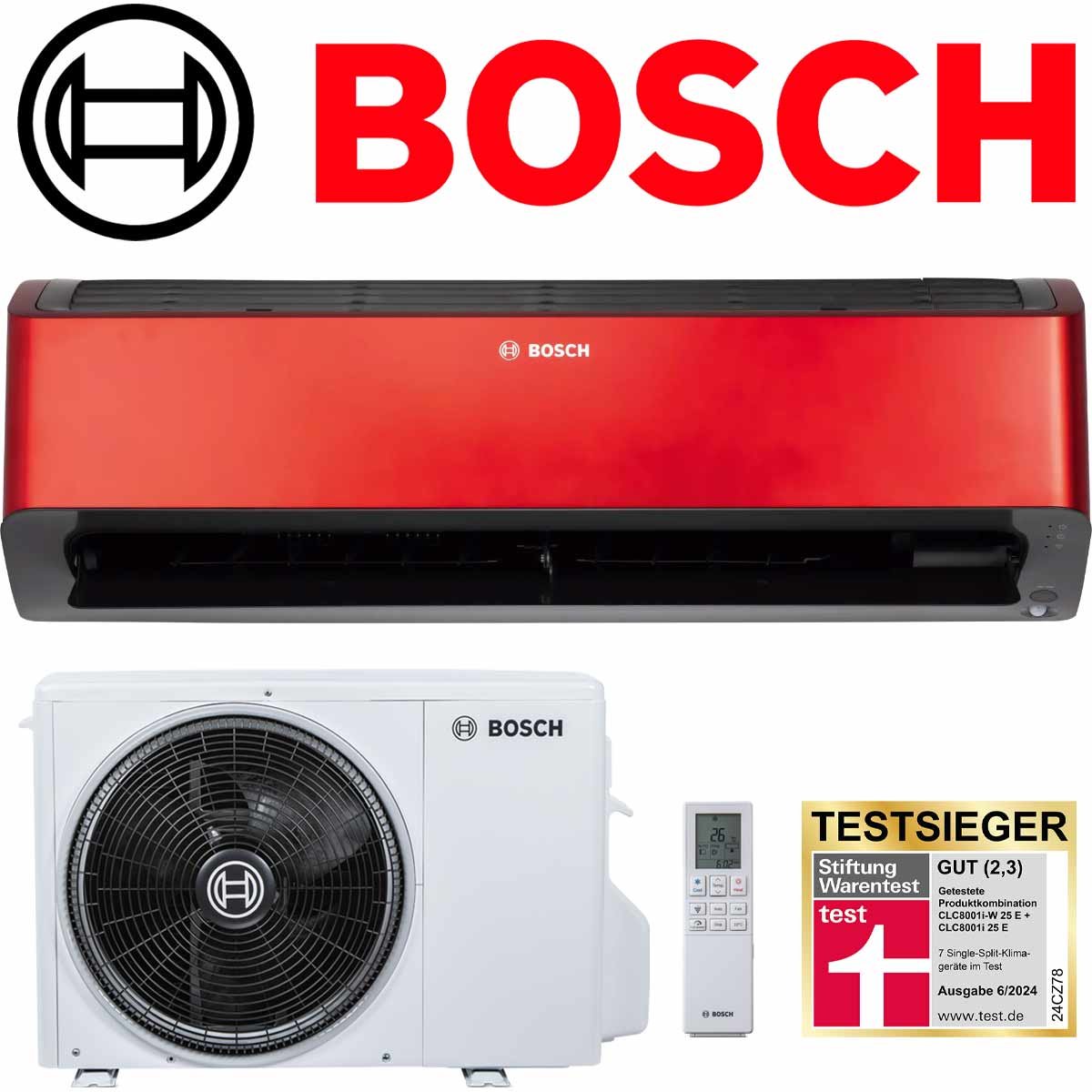 BOSCH Climate Class 8000i 25 ER Klimaanlage 2,5 kW SET | Rot"" 1 BOSCH Climate Class 8000i 25 ER Klimaanlage 2,5 kW SET | Rot""