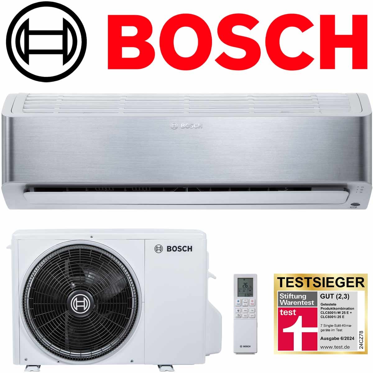 BOSCH Climate Class 8000i 25 ET Klimaanlage 2,5 kW SET | Silber"" 1 BOSCH Climate Class 8000i 25 ET Klimaanlage 2,5 kW SET | Silber""