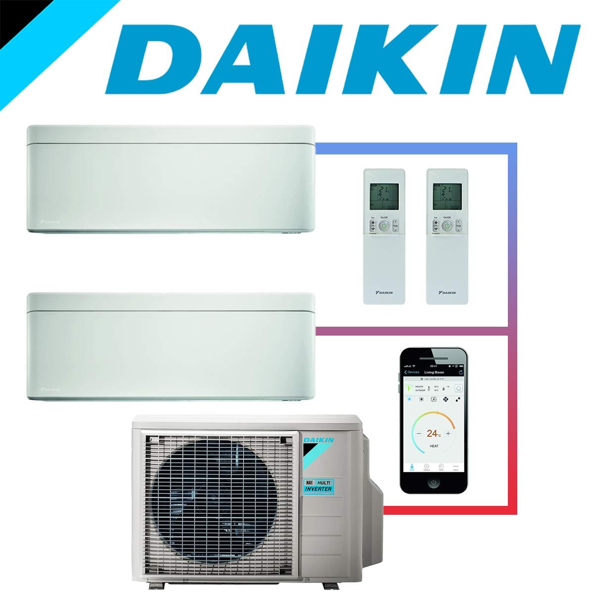 SET DAIKIN STYLISH mit 2 Wandgeräten 4,2 kW Weiß und Außeneinheit... 1 SET DAIKIN STYLISH mit 2 Wandgeräten 4,2 kW Weiß und Außeneinheit...