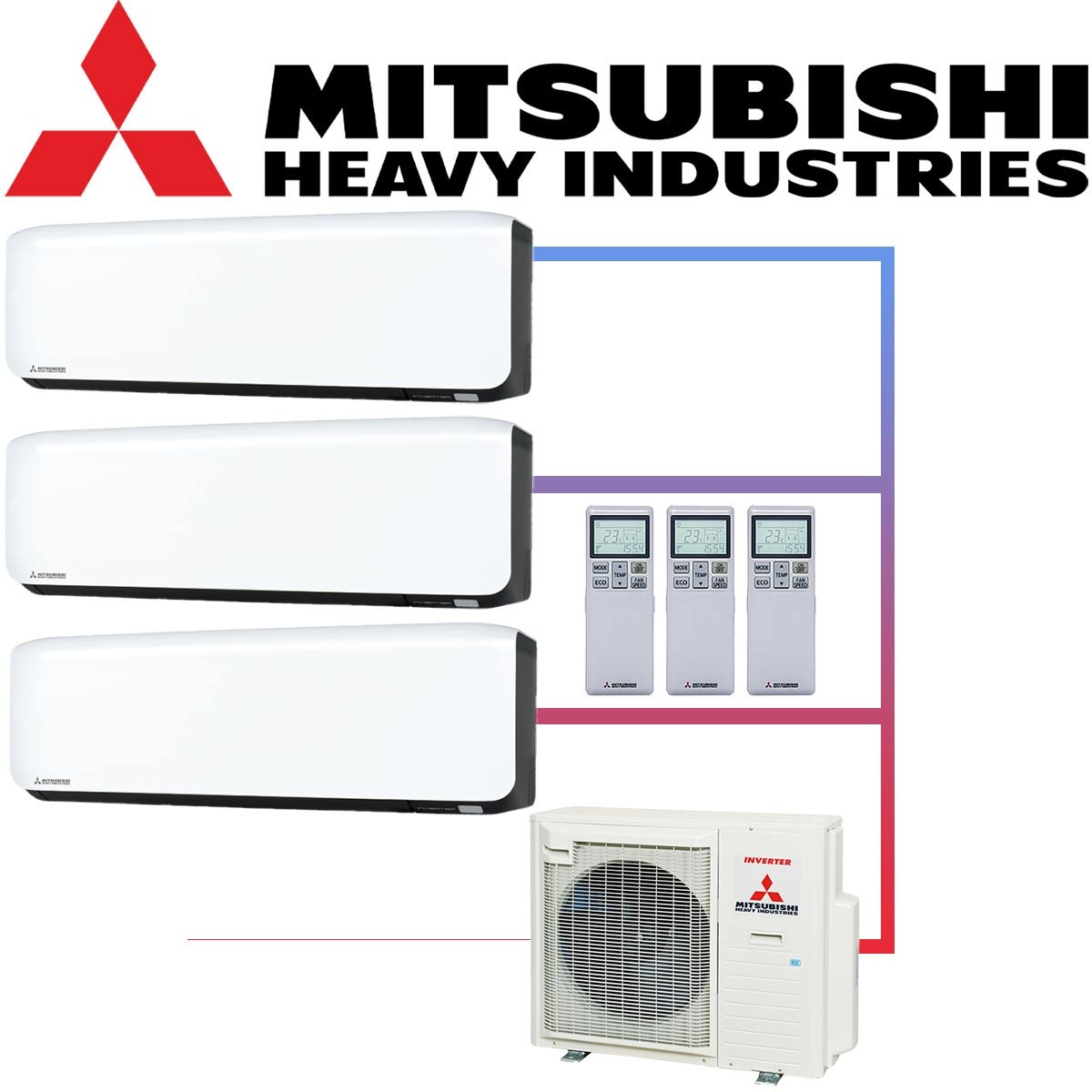 SET MITSUBISHI mit 3 Wandgeräten 3,5kW SRK35 weiß/schwarz und... 1 SET MITSUBISHI mit 3 Wandgeräten 3,5kW SRK35 weiß/schwarz und...