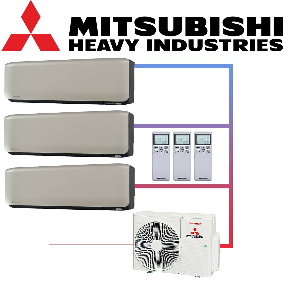 SET MITSUBISHI mit 3 Wandgeräten 2,0kW SRK20 titanium und... 1 SET MITSUBISHI mit 3 Wandgeräten 2,0kW SRK20 titanium und...