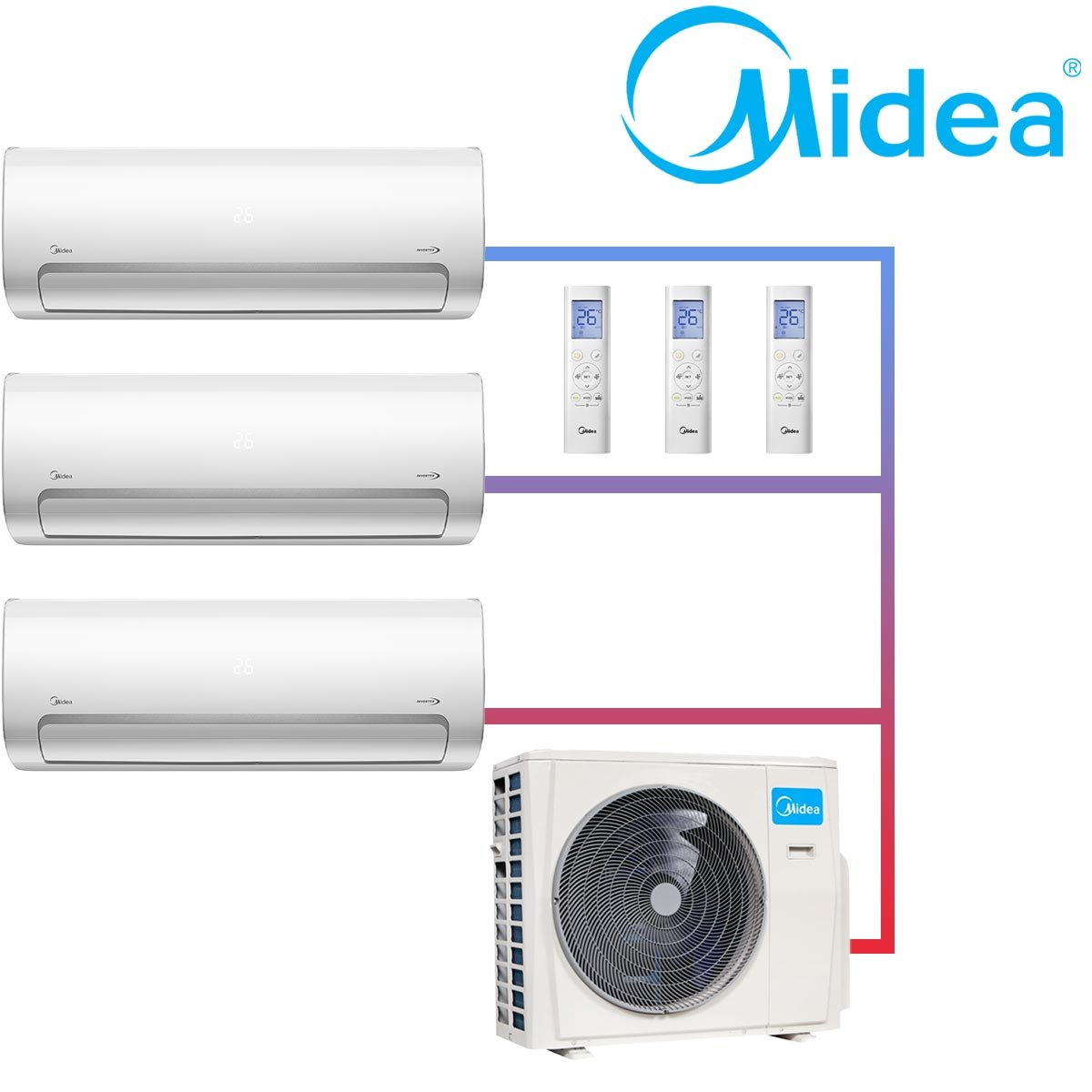 Midea All Easy Pro 12 Klimaanlage mit 3 Wandgeräten 3,5 kW und... 1 Midea All Easy Pro 12 Klimaanlage mit 3 Wandgeräten 3,5 kW und...