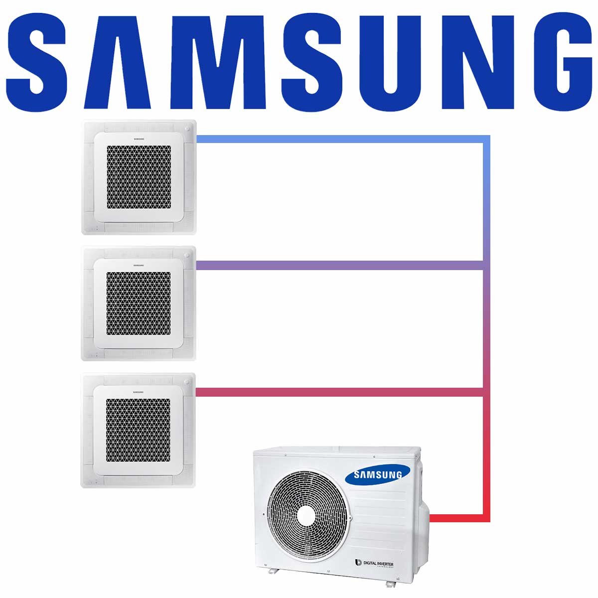 Samsung Multisplit Set 3x AJ 020 Mini Deckenkassette 2.0 kW mit... 1 Samsung Multisplit Set 3x AJ 020 Mini Deckenkassette 2.0 kW mit...