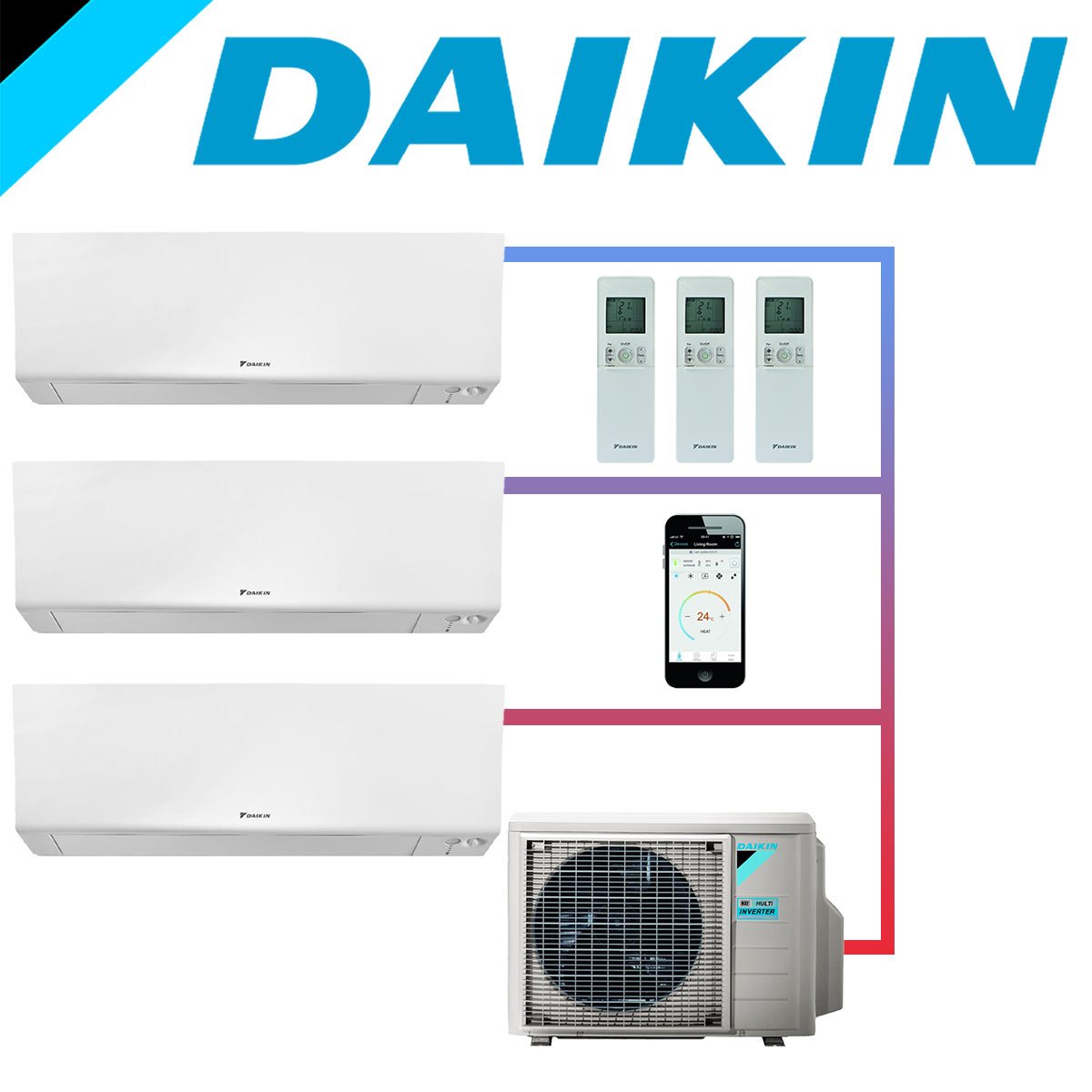 SET DAIKIN Perfera mit 3 Wandgeräten FTXM35 3,5 kW und... 1 SET DAIKIN Perfera mit 3 Wandgeräten FTXM35 3,5 kW und...