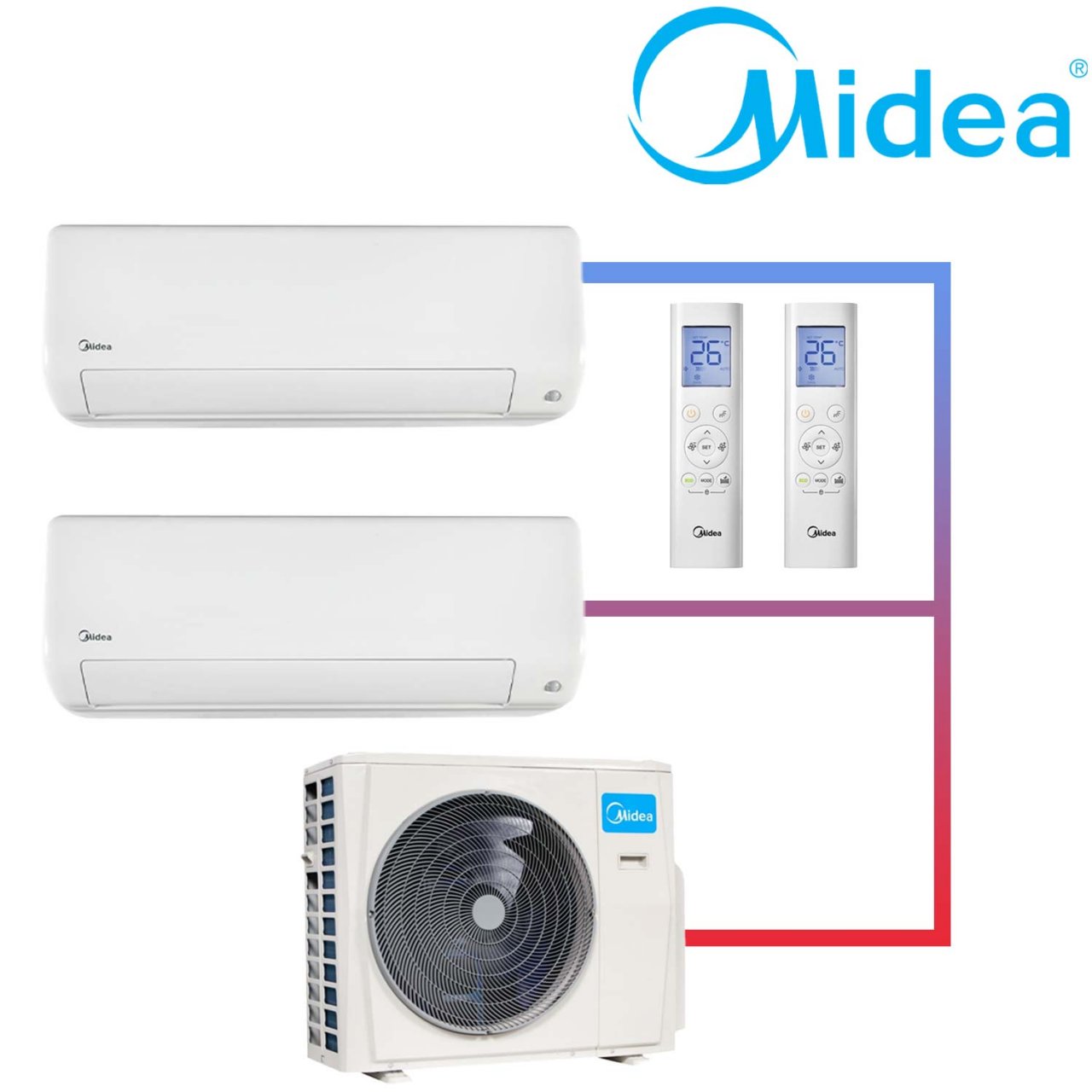 Midea All Easy Pro 12 Klimaanlage mit 2 Wandgeräten 3,5 kW und... 1 Midea All Easy Pro 12 Klimaanlage mit 2 Wandgeräten 3,5 kW und...