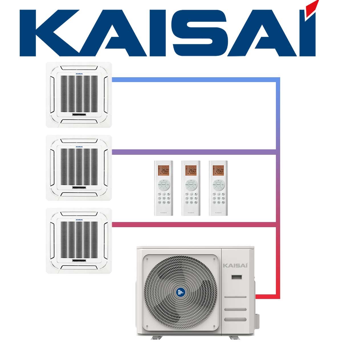 SET KAISAI KOMPAKT 10,6 kW mit 3 Deckenkassetten"" 1 SET KAISAI KOMPAKT 10,6 kW mit 3 Deckenkassetten""