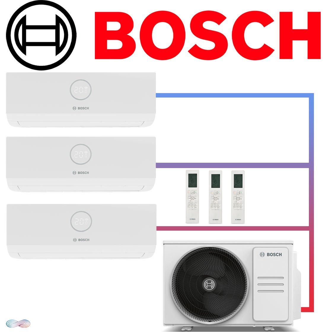 BOSCH Climate 3200iU Set 2× 3,5 kW & 1x 2,6 kW Wandgeräte + 10,5... 1 BOSCH Climate 3200iU Set 2× 3,5 kW & 1x 2,6 kW Wandgeräte + 10,5...