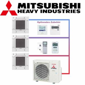 SET MITSUBISHI 3 Deckenkassetten 3,5kW FDTC & Außeneinheit 8kW...
