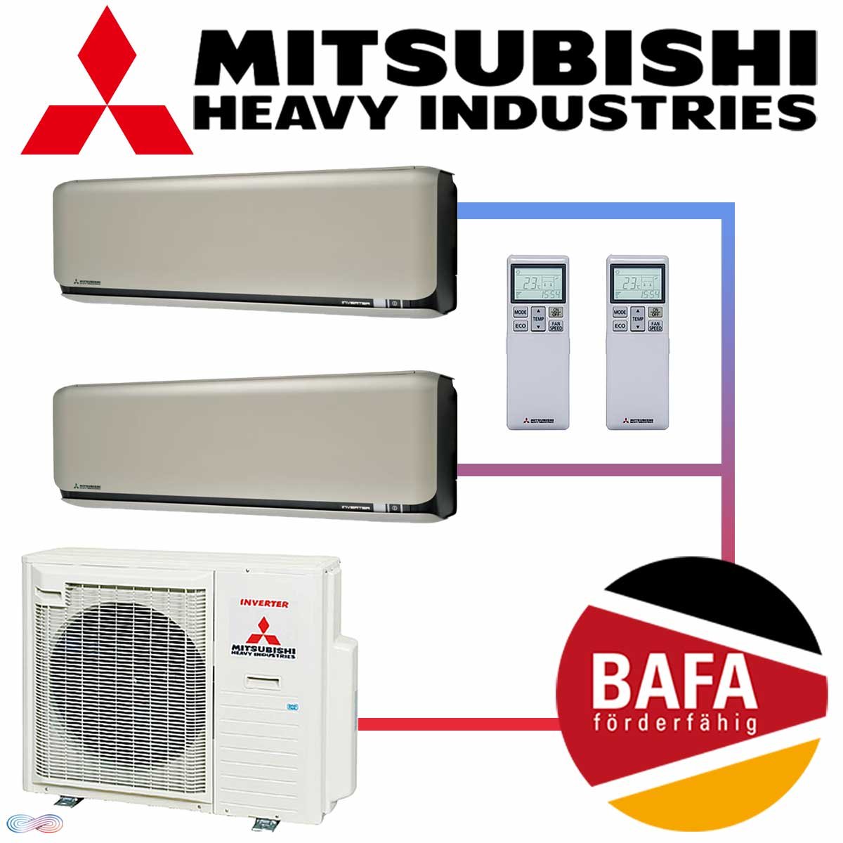 Mitsubishi Heavy Klimaanlage 2x 2,5 kW SRK25ZSX-WFT & 5 kW... 1 Mitsubishi Heavy Klimaanlage 2x 2,5 kW SRK25ZSX-WFT & 5 kW...