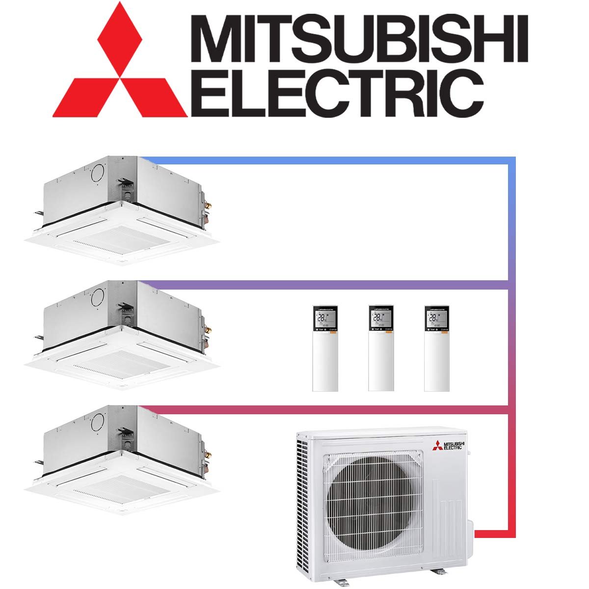 Mitsubishi Electric Klimaanlage 3x 3,5 kW Deckenkassette & 8 kW... 1 Mitsubishi Electric Klimaanlage 3x 3,5 kW Deckenkassette & 8 kW...